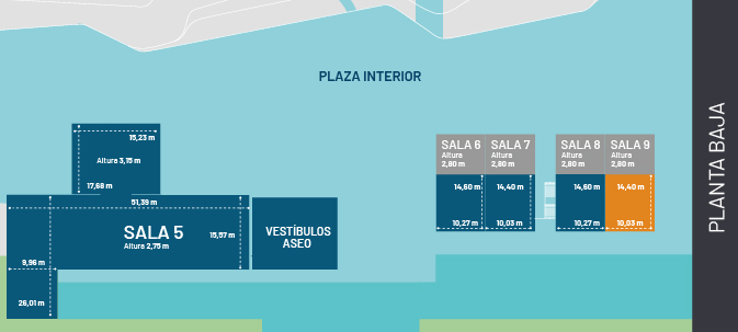 Plano del Salón 9 - Retamar - Palacio de congresos de Almería