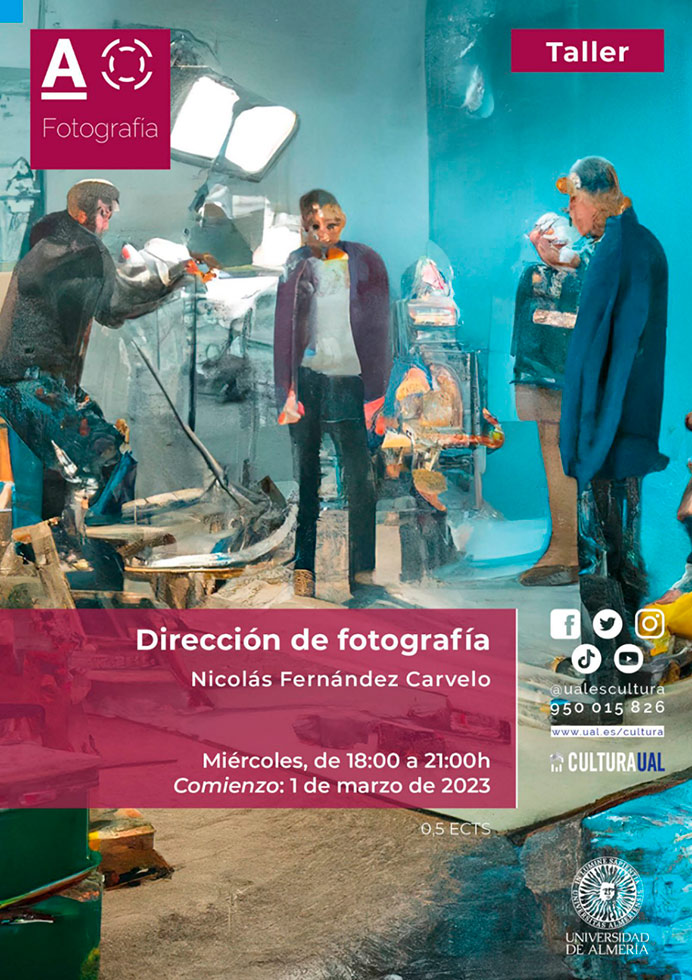 Cartel del taller de Dirección de fotografía con Nicolás Fernández Carvelo