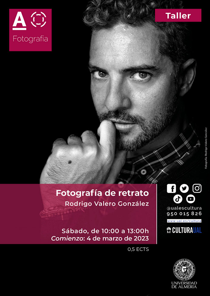 Cartel del taller Fotografía de retrato con Rodrigo Valero