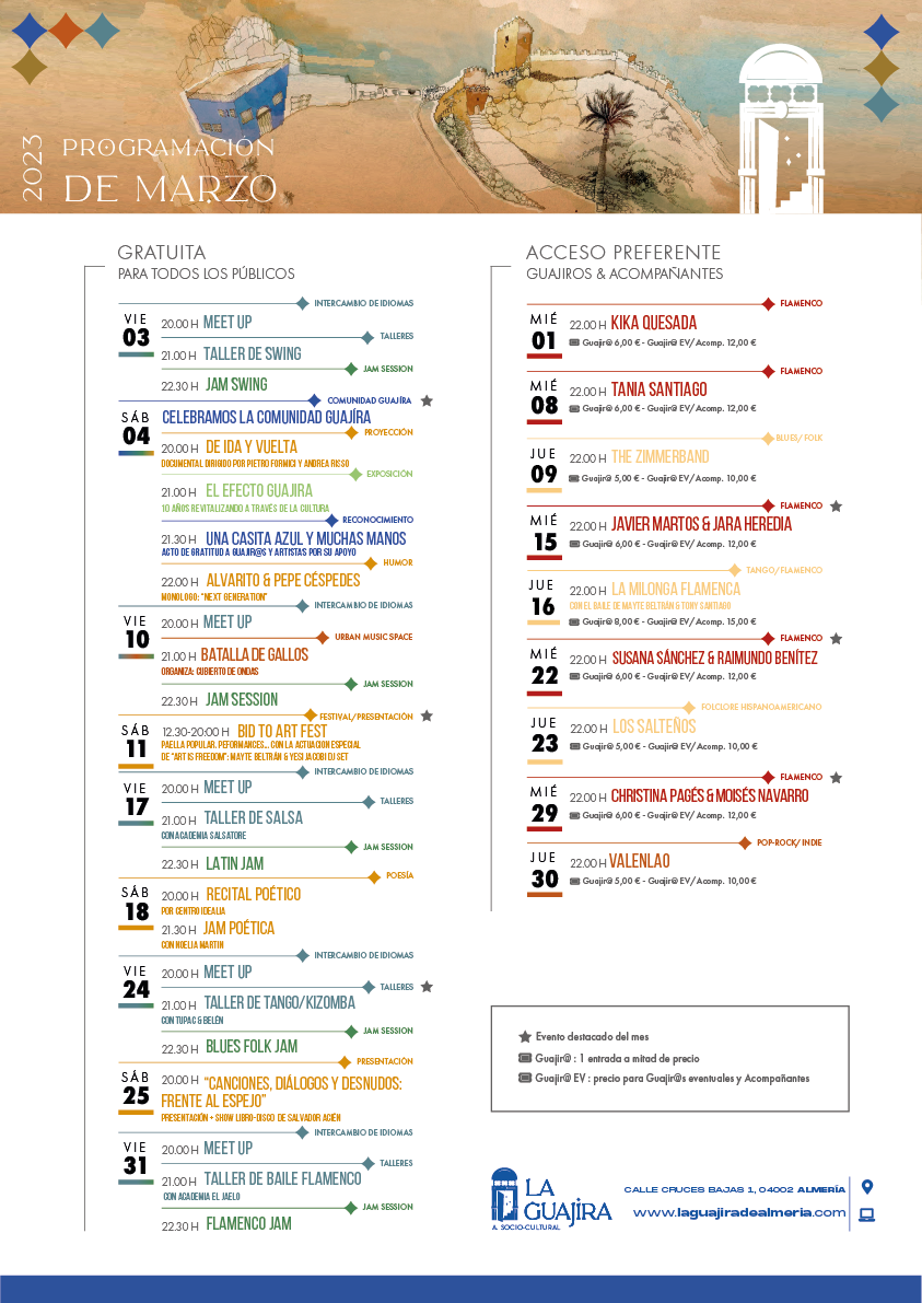la guajira almería programación marzo 2023