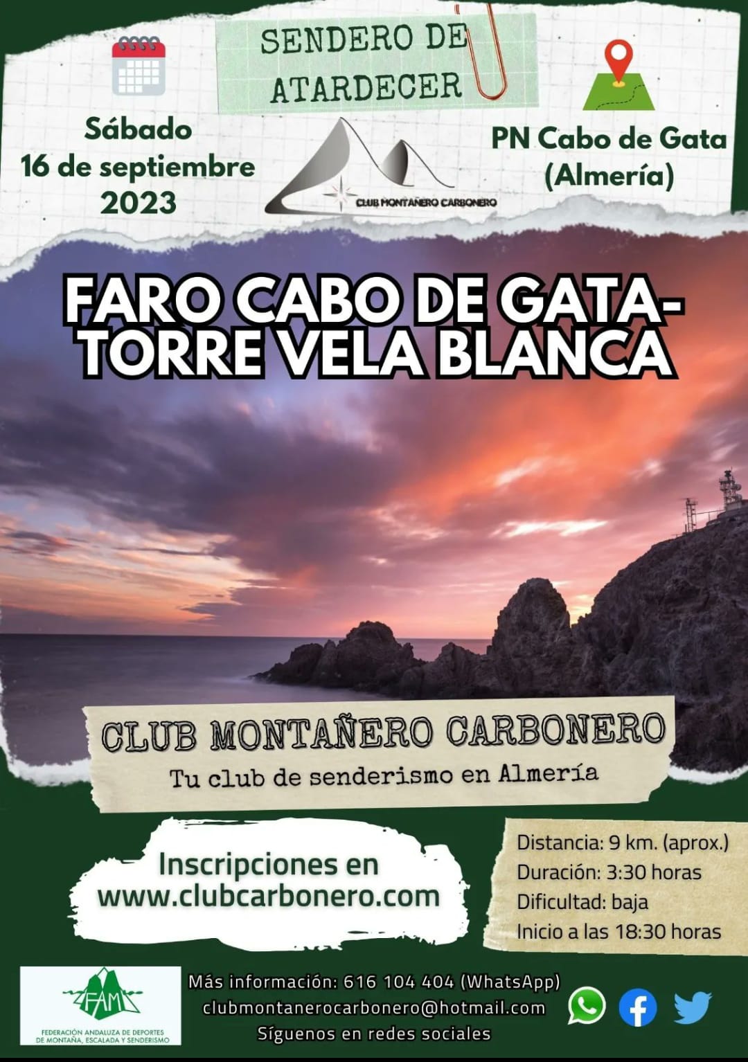 Sendero Faro Cabo de Gata Torre Vela Blanca