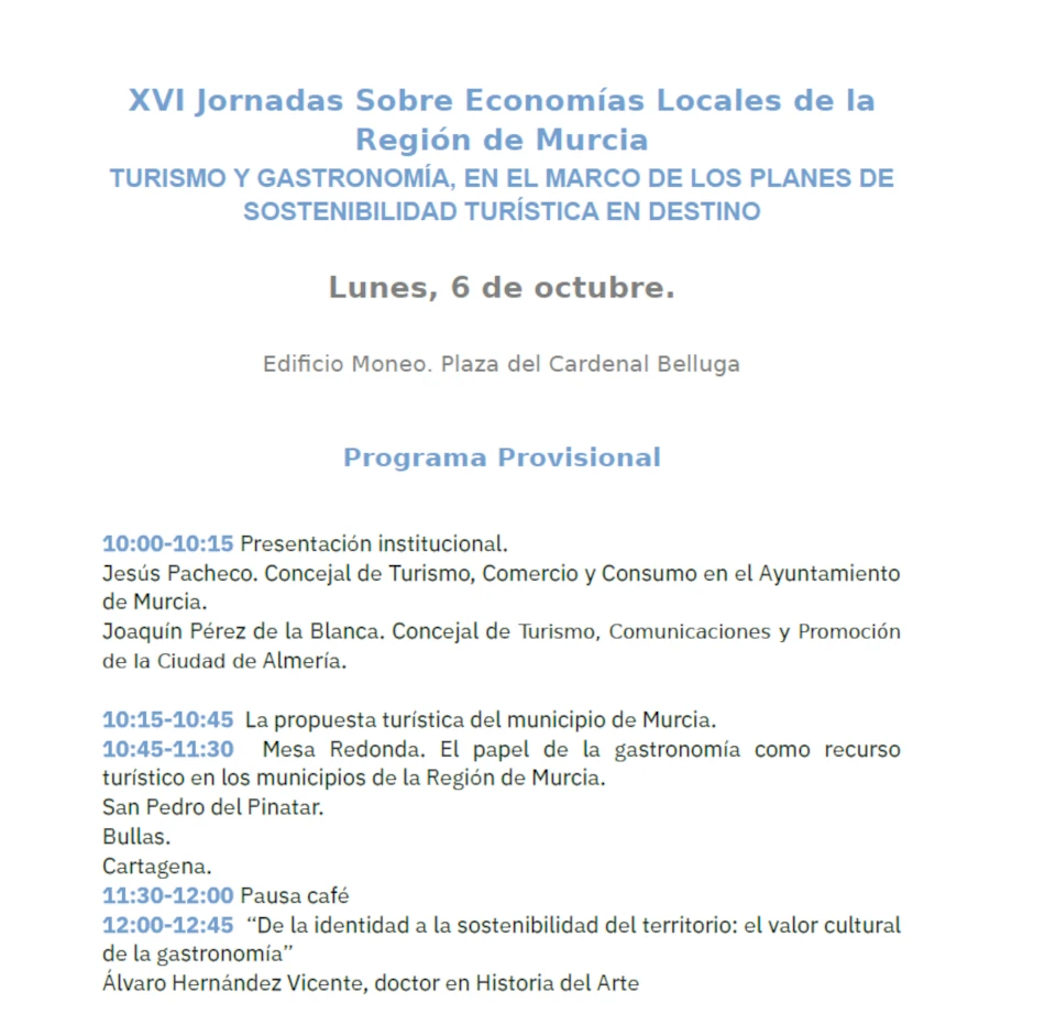 XVI Jornadas Sobre Economías Locales de la Región de Murcia