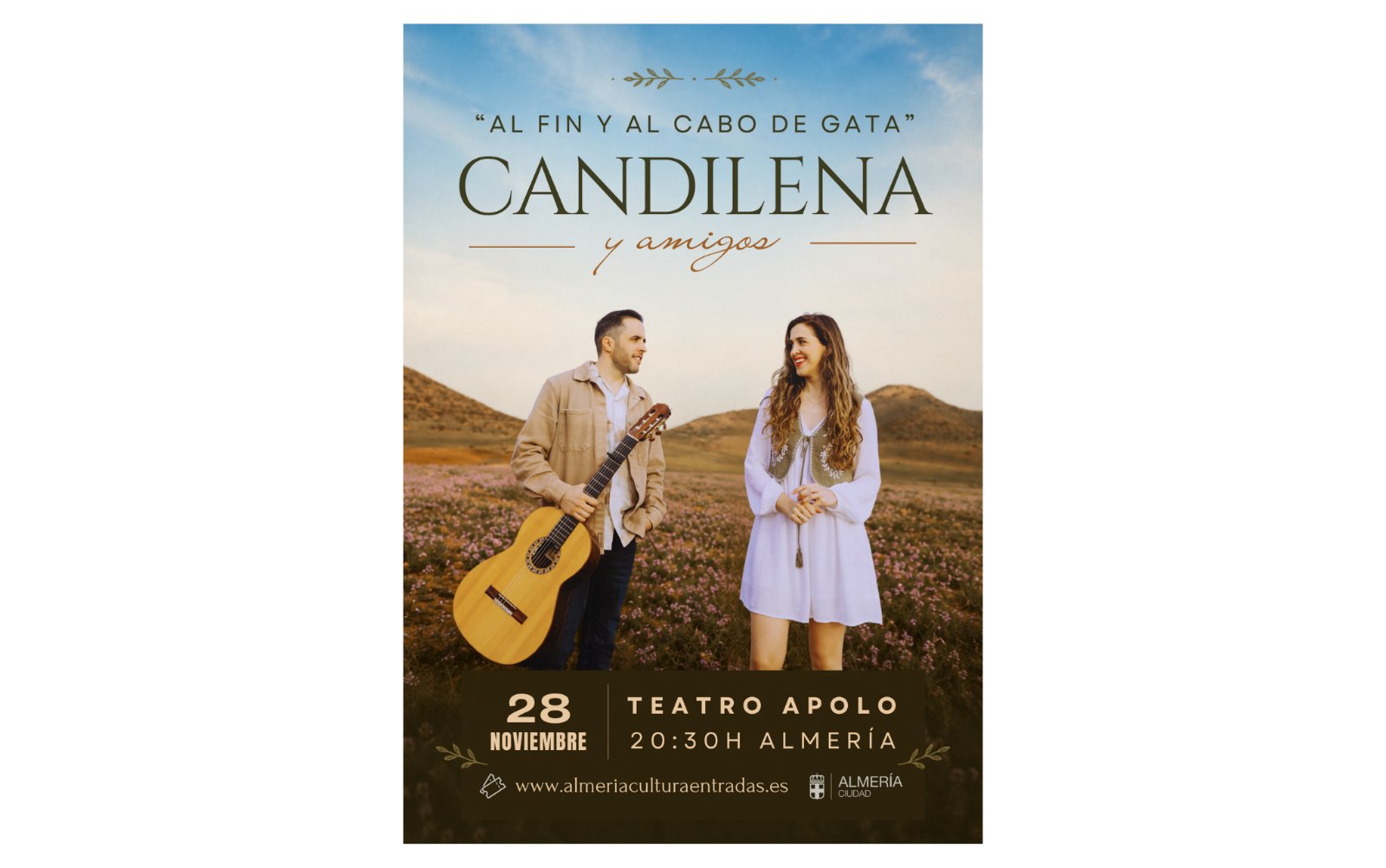 Cartel del concierto de Candilena Al fin y al Cabo de Gata en el Teatro Apolo de Almería