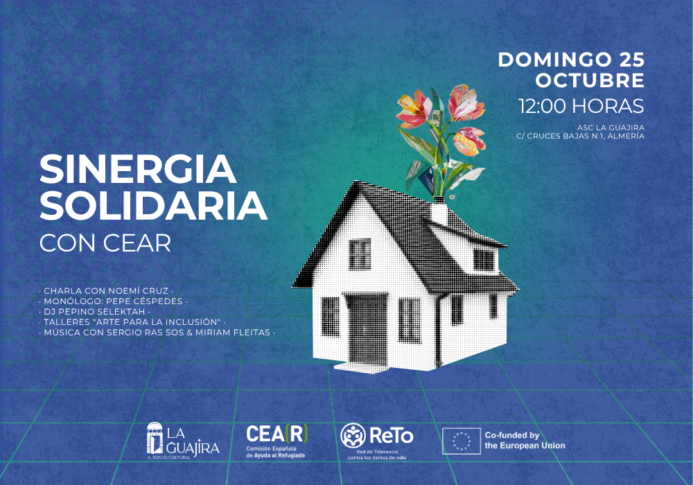 Cartel de Sinergia Solidaria con CEAR en La Guajira, Almería