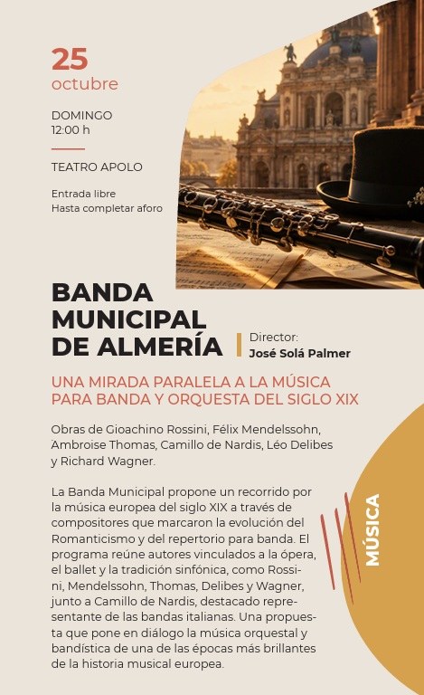Cartel de la Banda Municipal de Almería: Una mirada paralela a la música para banda y orquesta del siglo XIX, Teatro Apolo